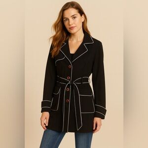 Tulle Navy Blue Contrast Trim Coat Women’s XL (Fits Like M/L)